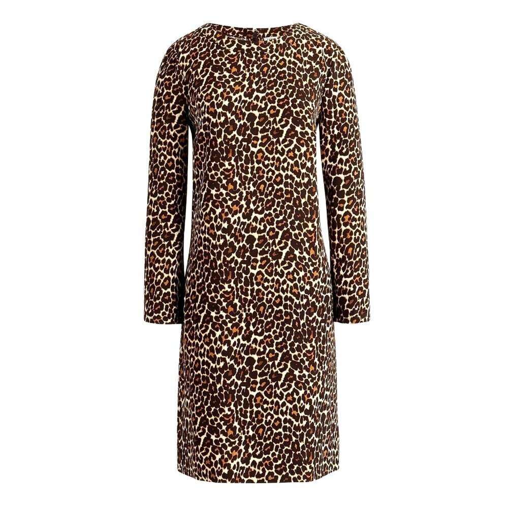 NWT J.Crew Factory Crepe Shift in Alpha Cat Print Leopard Dress 2 $98